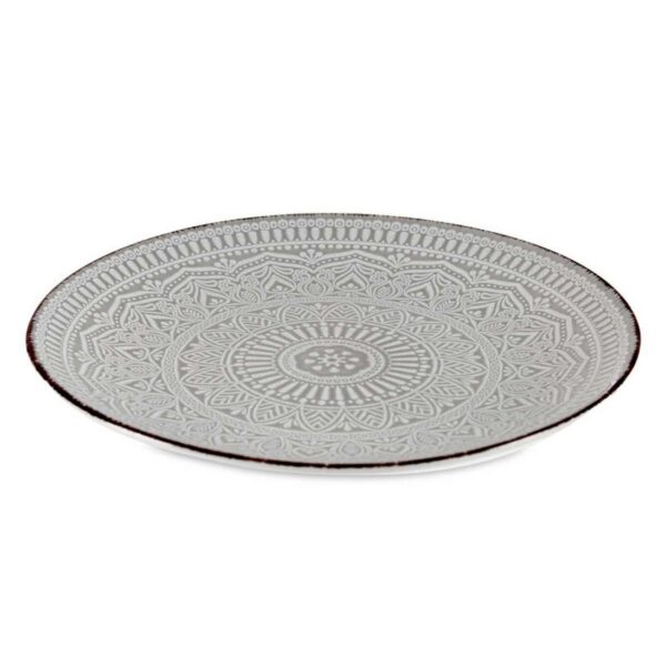 Plytký kameninový tanier MANDALA 27 cm sivý