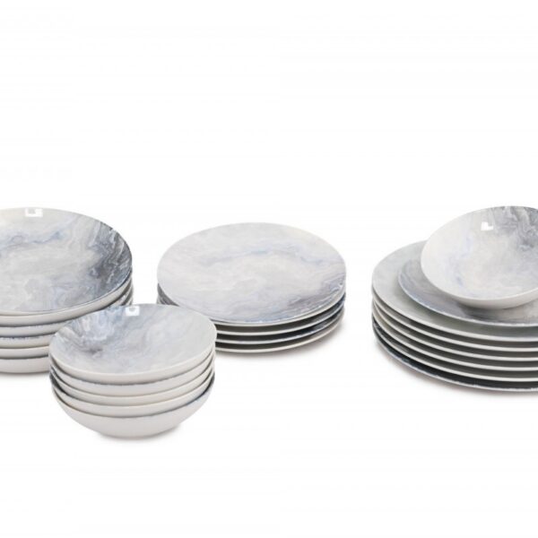 Porcelánová sada 24 ks tanierov Pearl biela/sivá