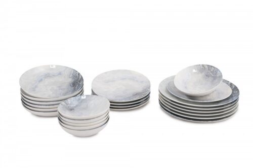Porcelánová sada 24 ks tanierov Pearl biela/sivá Porcelánová sada 24 ks tanierov Pearl biela/sivá