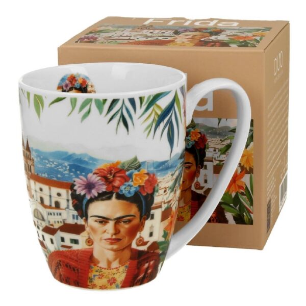 Porcelánový hrnček Classic Mexican Art Frida 360 ml krémovo biely