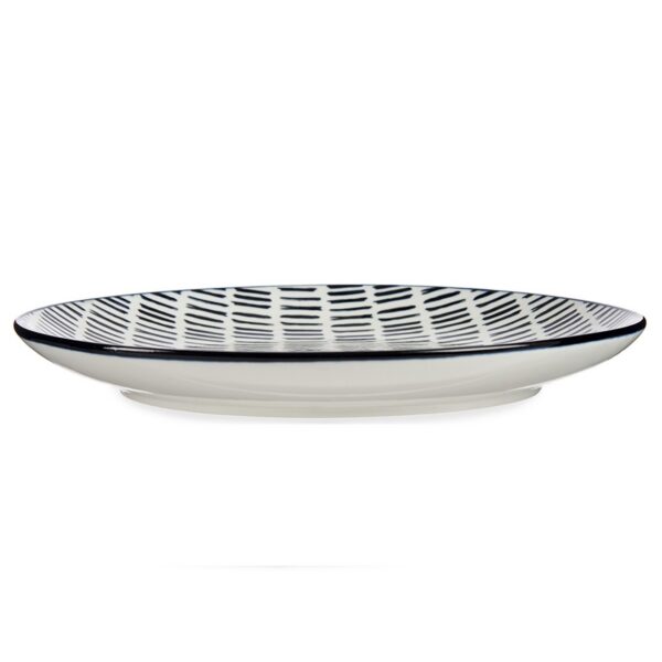 Porcelánový mělký talíř LINEAS 24 cm černý/bílý