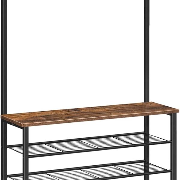Predsieňový vešiak s botníkom Vasagle Mjora 80 cm čierny/hnedý