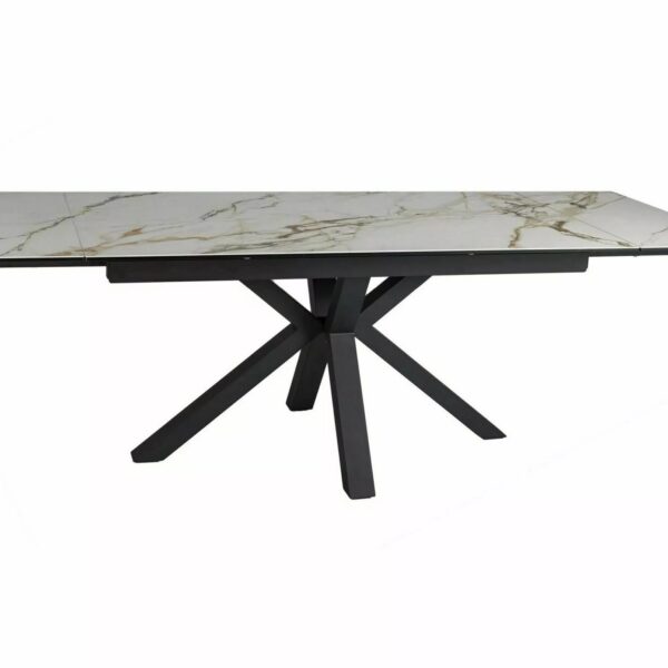 Rozkládací jídelní stůl Columbus Ceramic 160/240 cm bílý mramor/černý mat
