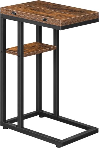 Rozkladací odkladací stolík Vasagle Bromy 26/52 cm hnedý/čierny Rozkladací odkladací stolík Vasagle Bromy 26/52 cm hnedý/čierny