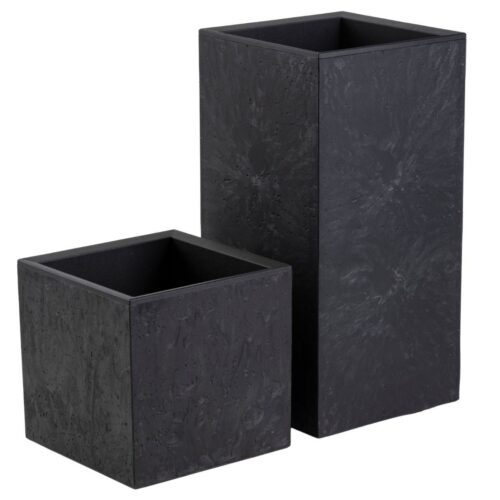 Sada 2 ks kvetináčov BETONIQUE 30x30/30x60 cm čierna Sada 2 ks kvetináčov BETONIQUE 30x30/30x60 cm čierna