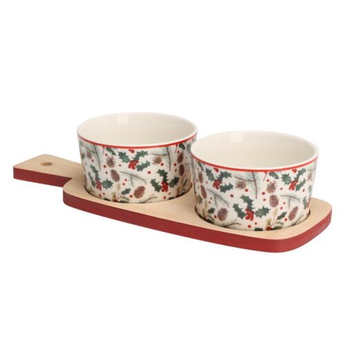 Sada 2 ks porcelánových misek s podnosem PORCELO vícebarevná Sada 2 ks porcelánových misek s podnosem PORCELO vícebarevná