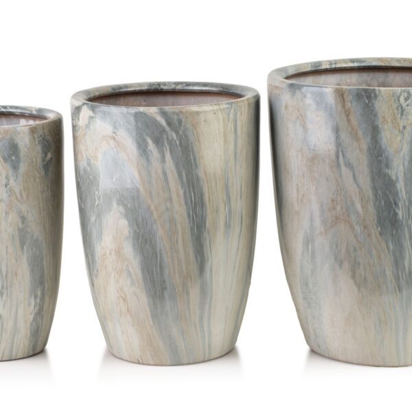 Sada 3 ks kvetináčov NEVA MARBLE VII sivá/béžová