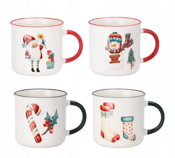 Sada 4 ks porcelánových hrnčekov CHRISTMAS LAUGHT 4x200 ml viacfarebná