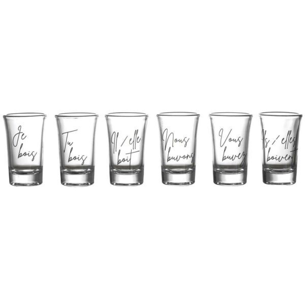 Sada 6 ks sklenených panákových pohárikov Verres číra