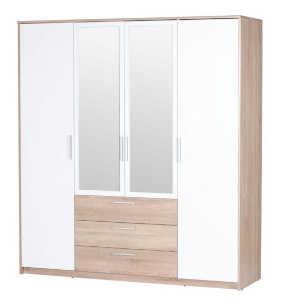 Šatníková skriňa Milo 02 187 cm dub sonoma/biela