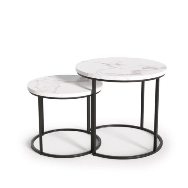 Set odkládacích stolků OREO bílý mramor/černý