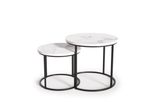 Set odkládacích stolků OREO bílý mramor/černý Set odkládacích stolků OREO bílý mramor/černý