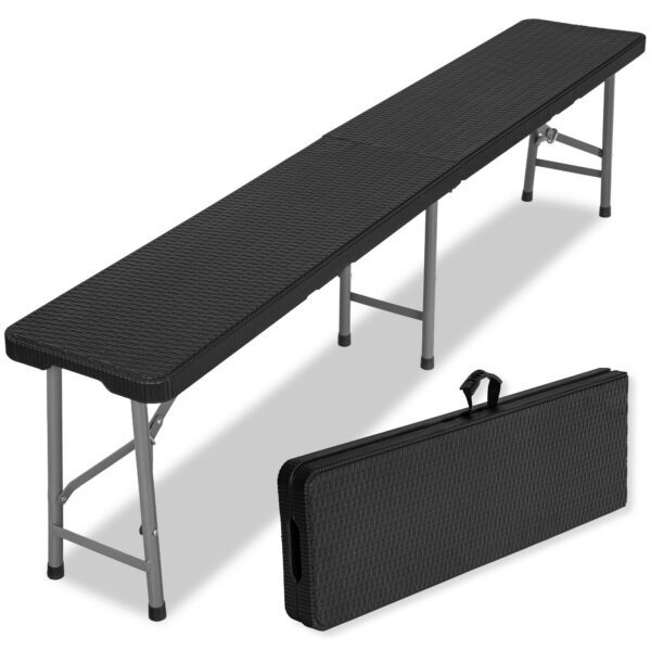 Skladacia cateringová lavica RATTAN 180 cm čierna