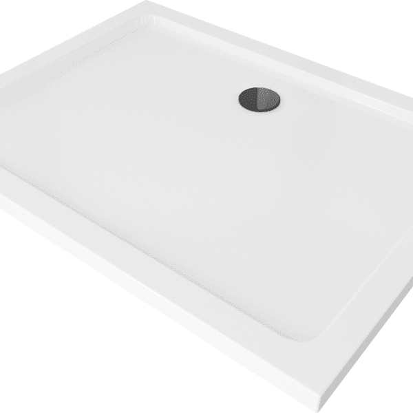 Sprchová vanička MEXEN FLAT s čiernym sifónom 100 x 80 cm biela