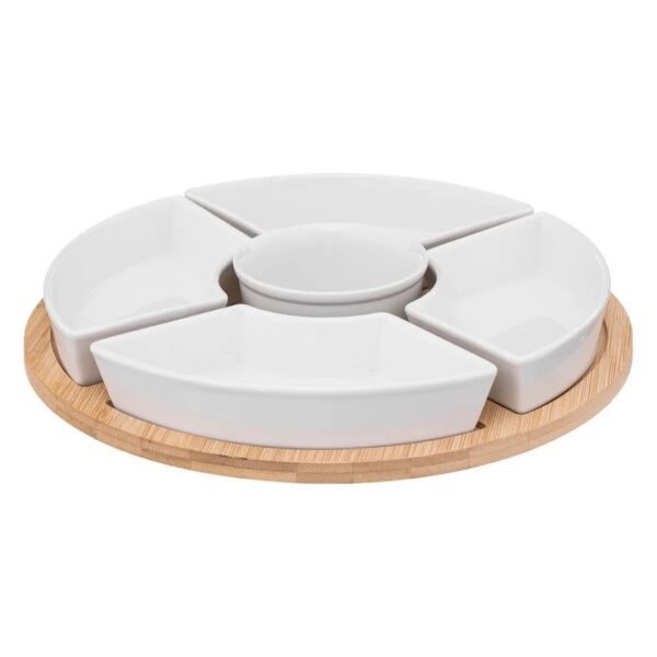 Súprava servírovacích misiek Helper porcelán/bambusové drevo