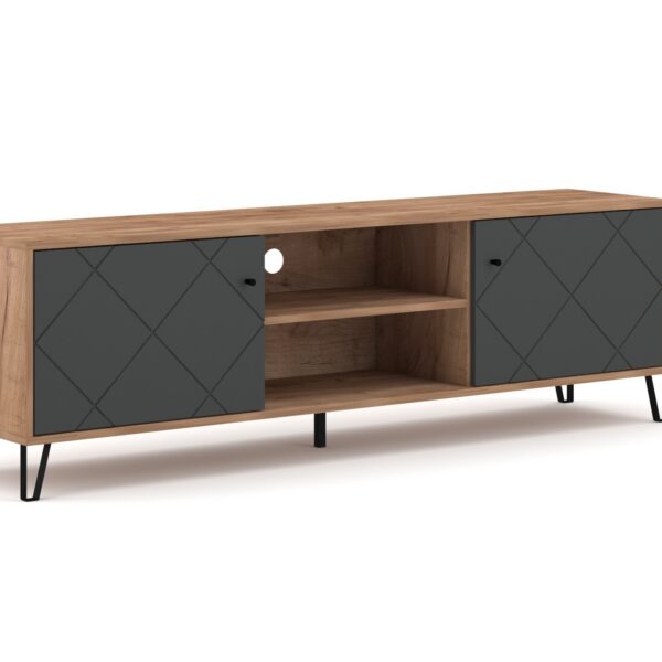 TV stolík Bilbao 183 cm dub Craft Tobacco/grafit