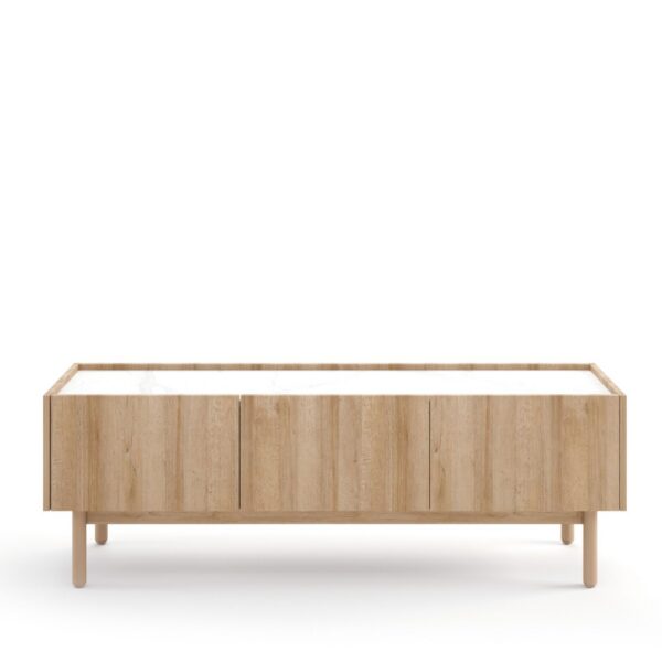 TV stolík Boho La 144 cm dub riviera/biely mramor