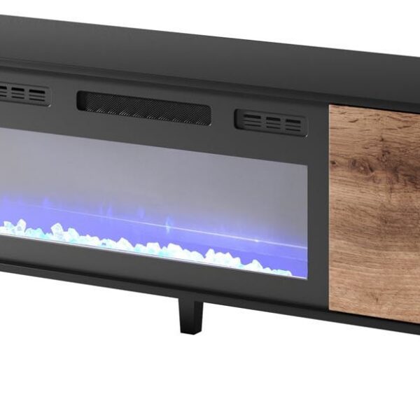 TV stolík Random 180 cm s krbom dub wotan/čierny