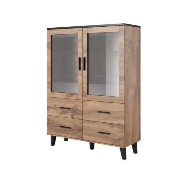 Vitrína Lotta 120 cm čierna/dub wotan