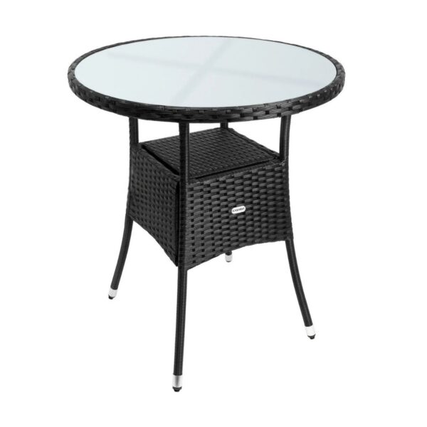 Záhradný stolík Bistra 60 cm polyratan čierny