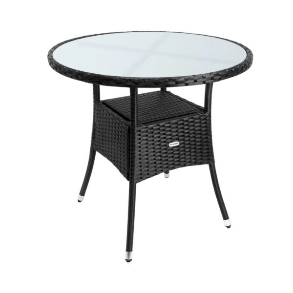 Záhradný stolík Bistra 80 cm polyratan čierny