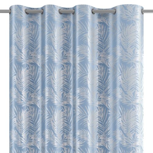 Záves AmeliaHome Velvet Silver Leaves s priechodkami 140x245 cm modrý Záves AmeliaHome Velvet Silver Leaves s priechodkami 140x245 cm modrý
