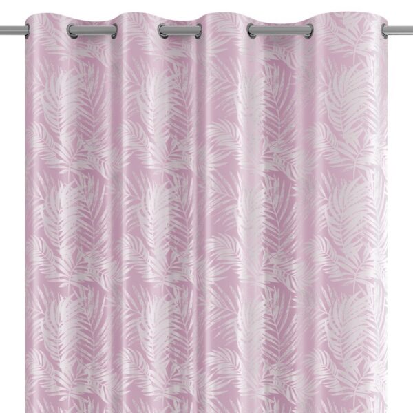 Záves AmeliaHome Velvet Silver Leaves s priechodkami 140x245 cm ružový