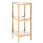 Bambusový regál Leonard 80 cm bílý/natural