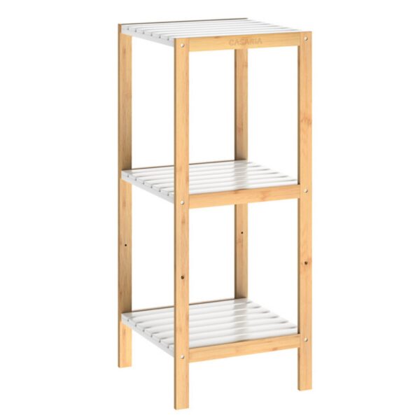 Bambusový regál Leonard 80 cm bílý/natural