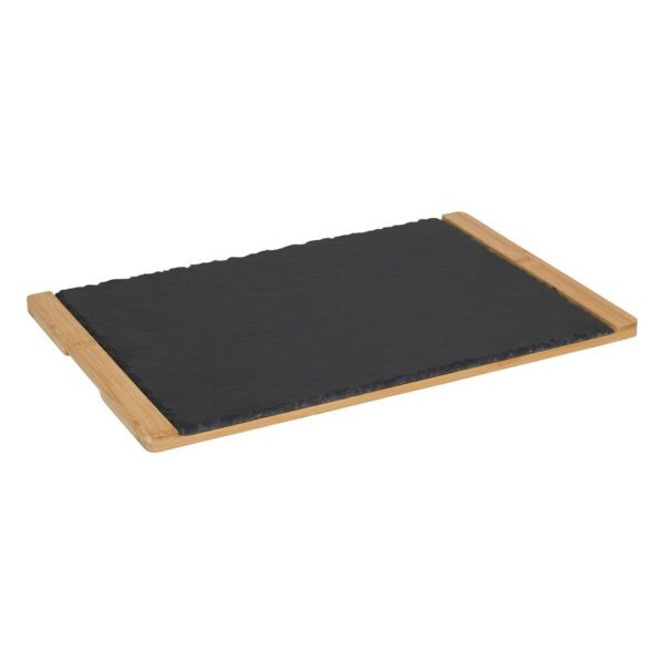 Bridlicová servírovacia doska GRAVO 45x30 cm s bambusovým rámom sivá/hnedá