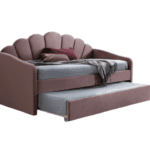 Čalúnená posteľ Bella Velvet 90x200 s výsuvnou prístelkou púdrová