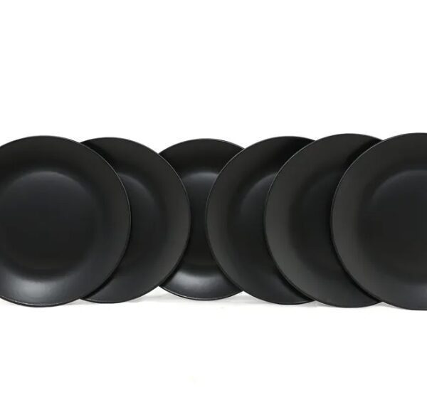 Keramická sada 6 ks talířů Matte Black 25 cm černá