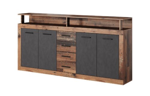 Komoda Luna 190 cm dub Matera tmavý/šedá Komoda Luna 190 cm dub Matera tmavý/šedá