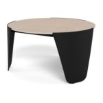 Kulatý designový konferenční stolek Altea travertin/černý