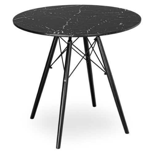 Kulatý jídelní stůl Paris Black 80 cm černý mramor/černý Kulatý jídelní stůl Paris Black 80 cm černý mramor/černý