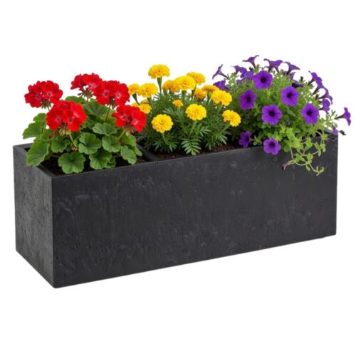 Květináč na kolečkách BETONIQUE 90x30 cm černý beton Květináč na kolečkách BETONIQUE 90x30 cm černý beton