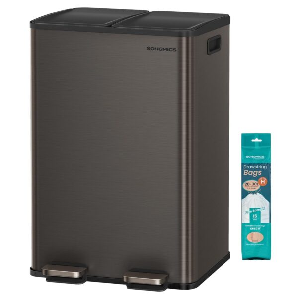 Odpadkový koš s víkem JORDAN 2x30 L tmavě šedý II
