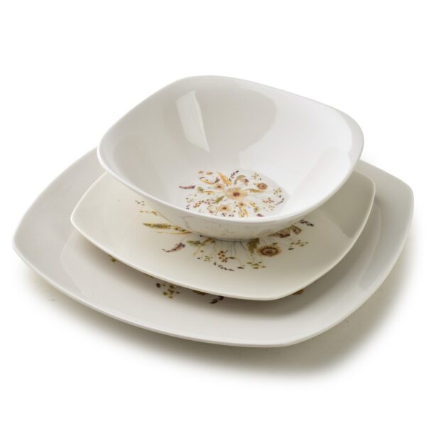 Porcelánová jídelní sada LEA Beige 18 ks bílá/béžová