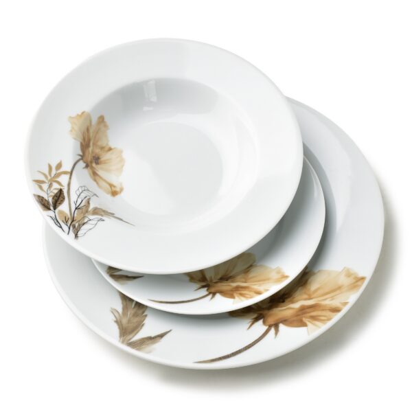 Porcelánová jídelní sada LEA Beige II 18 ks bílá/béžová