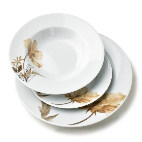 Porcelánová jídelní sada LEA Beige II 18 ks bílá/béžová Porcelánová jídelní sada LEA Beige II 18 ks bílá/béžová