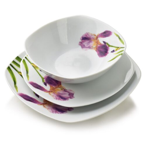 Porcelánová jídelní sada LEA Iris 18 ks bílá/fialová Porcelánová jídelní sada LEA Iris 18 ks bílá/fialová