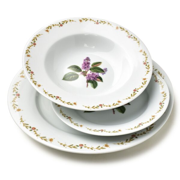 Porcelánová jídelní sada LEA Lilac 18 ks bílá/fialová