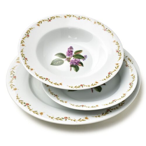 Porcelánová jídelní sada LEA Lilac 18 ks bílá/fialová Porcelánová jídelní sada LEA Lilac 18 ks bílá/fialová