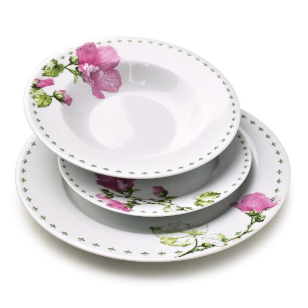 Porcelánová jídelní sada LEA Mallow 18 ks bílá/růžová