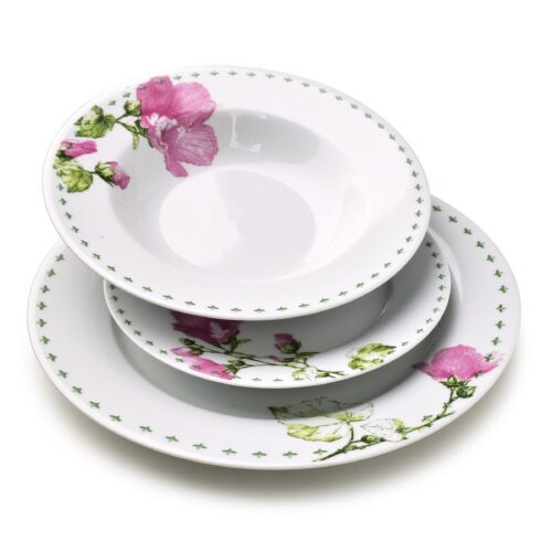 Porcelánová jídelní sada LEA Mallow 18 ks bílá/růžová Porcelánová jídelní sada LEA Mallow 18 ks bílá/růžová