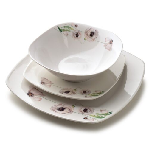 Porcelánová jídelní sada LEA Pink 18 ks bílá/růžová Porcelánová jídelní sada LEA Pink 18 ks bílá/růžová