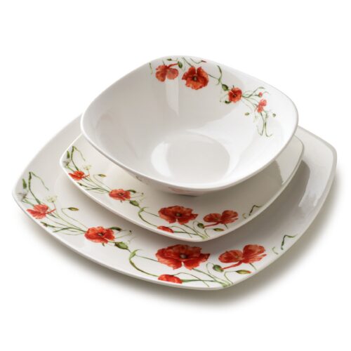 Porcelánová jídelní sada LEA Poppy 18 ks bílá/červená Porcelánová jídelní sada LEA Poppy 18 ks bílá/červená
