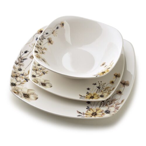 Porcelánová jídelní sada LEA Prime 18 ks bílá/béžová Porcelánová jídelní sada LEA Prime 18 ks bílá/béžová