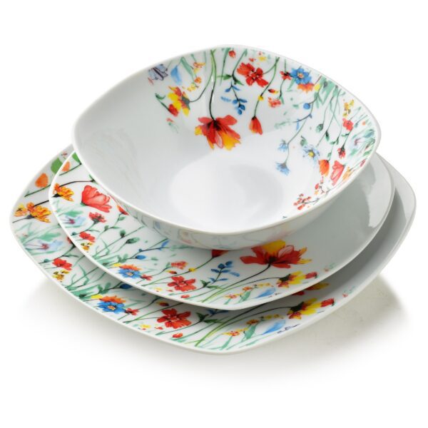 Porcelánová jídelní sada LEA Smooth 18 ks bílá/barevná