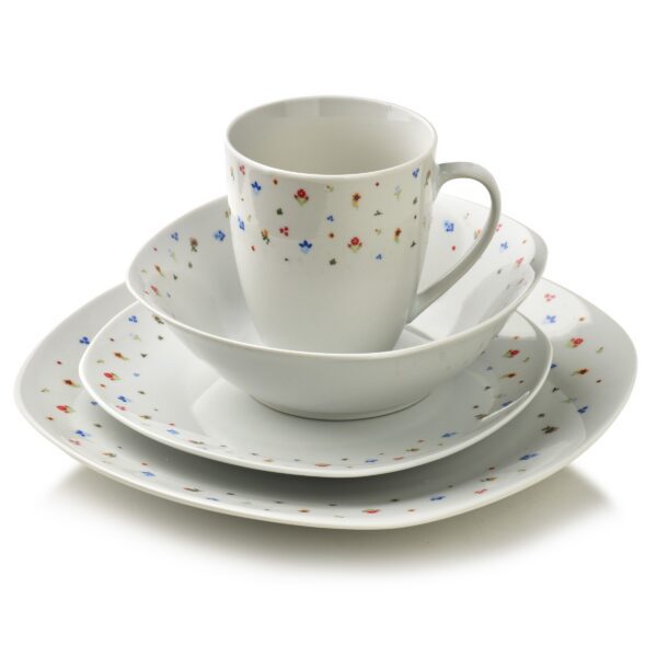 Porcelánová jídelní sada s hrníčkem LEA Mini 16 ks bílá/barevná